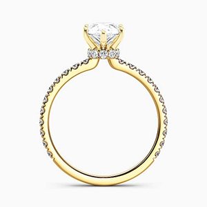 Bague de fiançailles SGARIT SD984 certifiée IGI avec diamant de laboratoire taille marquise de 1,2 carat, halo en ruban et pierres latérales en or 14 carats pour femme - Product Image 5