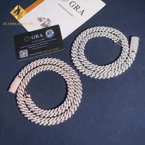 Ready to Ship Moissanite Pass Diamond Tester 925 <b>Silver</b> Gold Plated 12mm 2 Rows Cuban Link <b>Chain</b> <b>Fine</b> Jewelry - Product Image 2