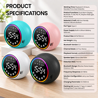 Haut-parleur Bluetooth sans fil, réveil numérique, veilleuse RGB, haut-parleur portable avec support de téléphone pour chambre à coucher, bureau, table de chevet