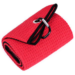 Wholesale 40 by 50 Microfiber Waffle Pattern <strong>Golf</strong> <strong>Towel</strong> with Carabiner Clip Tri-fold Premium - Product Image 5