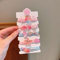 Neue Kinder-Haarschleifen im süßen Ozean-Stil: Cartoon-Meerjungfrau, Muschel, Seestern – Baby-Haaraccessoires für Partys