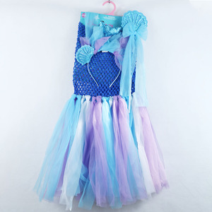 Disfraz <span class=keywords><strong>de</strong></span> Halloween para Niñas, Falda <span class=keywords><strong>de</strong></span> Princesa Sirena, Vestido <span class=keywords><strong>de</strong></span> Tul con Degradado Azul y Morado, con Varita Mágica, Inspirado en TV y Películas - Product Image 1