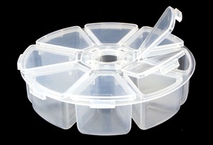 Boîte de rangement ronde transparente en plastique à 8 compartiments pour la décoration des ongles, les bijoux, le salon de manucure, l'affichage des outils - Product Image 5