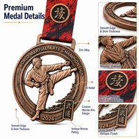 Medaglie Personalizzate in Metallo con Incisione 3D per Karate, Sport, Gare, Lotta, Wukf, Taekwondo, Judo, Jiu Jitsu, Oro, Argento, Bronzo