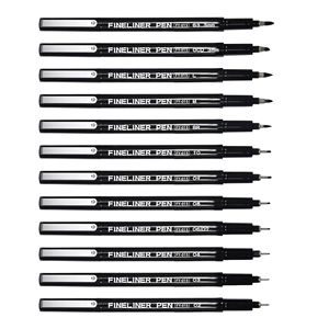 Stylos Extra-fins, lot <span class=keywords><strong>de</strong></span> 12 stylos noirs à <span class=keywords><strong>encre</strong></span> Fineliner, <span class=keywords><strong>encre</strong></span> d'archive imperméable, <span class=keywords><strong>croquis</strong></span>, Anime, Illustration d'artiste - Product Image 2