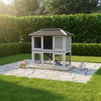 Maison de lapin en bois imperméable Cage à lapin de jardin à deux étages avec maille solide