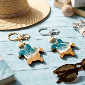 Portachiavi con Ciondolo a Forma di Tartaruga Marina e Stella Marina per Amanti della Spiaggia, Adorabile Charm Marino per Chiavi di Auto e Casa, Accessorio per Borse e Borsette - Product Image 1