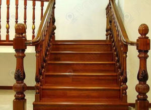 Ringhiera per Scale in Legno di Quercia Rosa Stile Antico Americano per Hall di Hotel, Scala Curva Intagliata in Legno, Gradini in Mogano per Villa - Product Image 6