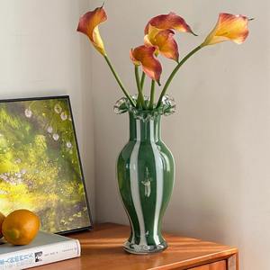 Jarrón de Vidrio con Encaje Verde de Alta Gama, Decoración de Lujo Ligero y Retro para Mesa de Salón, Arreglos Florales, Muestra de Jarrones para Flores - Product Image 2