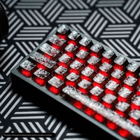 PCTECH Keycaps Translucides Effet Carbone Noir Givré, en Fibre de Carbone, Translucides, Gravure Latérale, Profil Original, PC