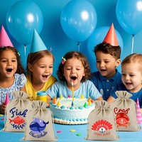 Sacs à cordon en coton et lin à thème ancre avec impression sérigraphiée pour les fêtes et la plage