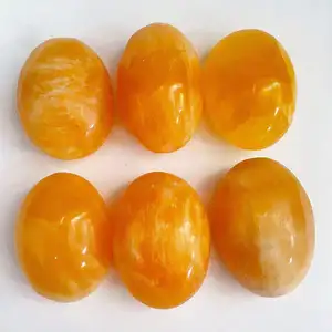 Оранжевый кальцит, целебный кристалл, камни, натуральный Овальный кальцит, целебный кристалл, пальмовый камень для продажи