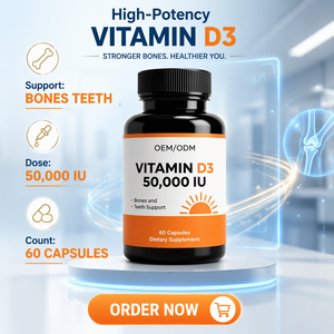 OEM/ODM Vitamine D3 K2 5000UI Cholecalciférol en capsules, 60 unités, Durée de conservation 24 mois, Maintient la densité osseuse et la santé cardiovasculaire - Product Image 1