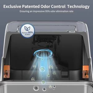 Geruchs kontrolle bedeckte Edelstahl-Katzen toilette Extra große geschlossene Metall-Katzen toilette mit hochseitigem Gehäuse und Schaufel - Product Image 2