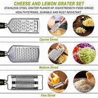 Set de 4 râpes à fromage Zester Coupe-légumes en acier inoxydable Déchiqueteur de légumes polyvalent avec brosse