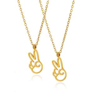 Collares con Colgante de Moda 2026, Joyería Minimalista, Acero Inoxidable 316L, Chapado en Oro PVD de 18k, Collar con Gesto de Victoria para Mujer - Product Image 1