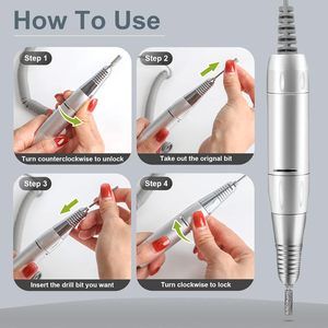 Perceuse à ongles sans fil Portable 35000 tr/min <span class=keywords><strong>lime</strong></span> de manucure électrique 6 Bits 50pcs bandes de ponçage Rechargeable Salon usage domestique couleur noire - Product Image 6