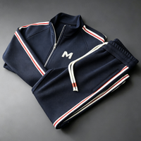 Ensemble de survêtement sport décontracté brodé haut de gamme pour hommes et femmes, en polyester tricoté à séchage rapide, deux pièces, motif uni, collection automne