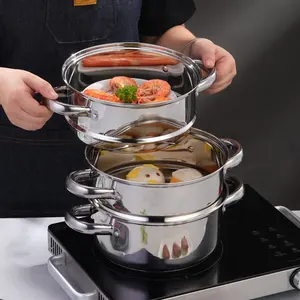 Pots Cooking Top Fashion Pot Set Stainless Steel Big Pans Clear Kitchen Indian Steam Cook Sets Multifunctional Pots Cooking