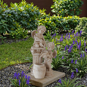 Fontana a Colonna con Angelo in Resina, Vaso Decorativo da Interno, Schermo LED, Impermeabile, Ecologico, Art Déco per <span class=keywords><strong>Giardino</strong></span> - Product Image 2