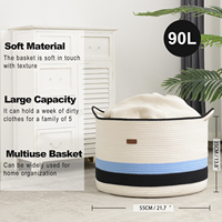Panier de rangement au design le plus récent, fait main, pliable, tissé, pour le linge, grands paniers avec poignées durables