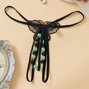 Ding Zhi Mei Sexy <b>Thong</b> Underwear With Beads And Sequin Butterfly Design For Women Intimates Accessories - Product Image 2