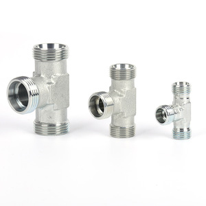 Raccord hydraulique trois voies Haiqiwei en acier au carbone, connecteur à compression, filetage externe pour raccordement de tuyau - Product Image 1