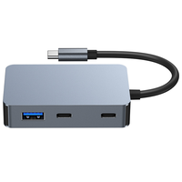 Hubs USB Portátiles 5 en 1 de Alta Calidad y Hub USB Multipuerto Tipo C de Aleación de Aluminio al por Mayor con 5 Puertos para Laptop