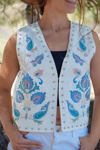 Veste matelassée en toile écologique pour femme, automne/hiver, avec broderie florale, doublure en coton, idéale pour les soirées - Product Image 2