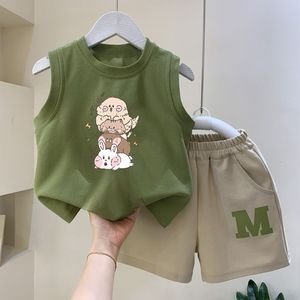 Conjunto de Verano sin Mangas para Niños, Chaleco Informal con Dibujos Animados, Pantalones Cortos de Poliéster/Algodón, Marca LURI, Conjuntos de Ropa - Product Image 6