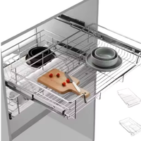 Panier de rangement télescopique réglable en acier inoxydable pour armoire de cuisine d'hôtel, épaissi et approfondi, vente en gros