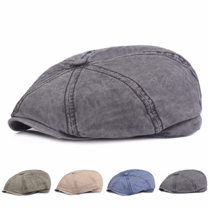Casquette gavroche hommes femmes coton lavé chapeau <span class=keywords><strong>boulanger</strong></span> garçon casquettes rétro Vintage extérieur Cabbie casquette plate quatre saisons - Product Image 1