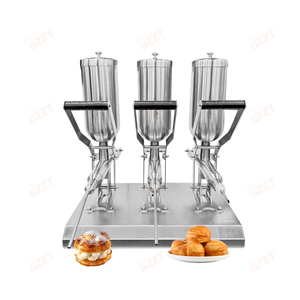 3 tanques Manual panadería tienda uso fruta mermelada crema Donut pastelería relleno salsa <span class=keywords><strong>de</strong></span> <span class=keywords><strong>Chocolate</strong></span> relleno líquido mermelada cantidad ajustable - Product Image 2