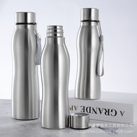 Grande gourde sportive en acier inoxydable de 750/1000 ml avec couvercle en acier, portable, conception monocouche