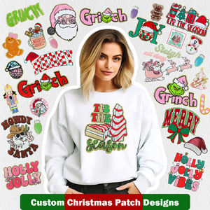 Parches de Fieltro Termoadhesivos con Lentejuelas de PVC Bordadas con Diseño Navideño de Moda Inglesa para Bolsos y Abrigos - Product Image 4