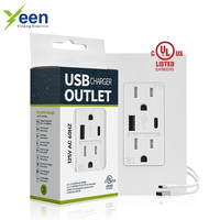 Prise murale USB Type-C Yineng 5.0A pour prise 15A, prise de charge en cuivre avec double ports Type-C et ports USB, plaque murale sans vis