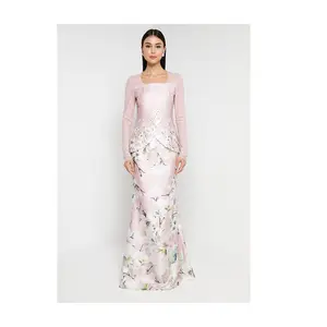 2022 Fashion Kurung And Baju Melayu Loose Soft Printing Modest Women Clothing Modern Elegant Muslim Dress
