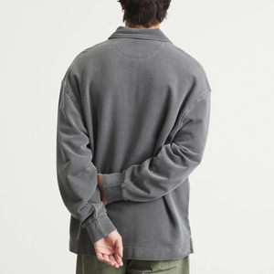 Felpa Vintage con collo a <span class=keywords><strong>Polo</strong></span> oversize in cotone pesante felpa con Zip a quarti personalizzata - Product Image 2