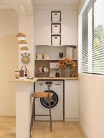 Armoire à linge moderne minimaliste en bois massif, machine à laver, sèche-linge, haute durabilité, sur mesure