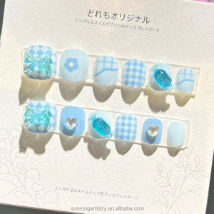 <span class=keywords><strong>Faux</strong></span> ongles pour enfants en gros, extensions d'ongles artificiels, mignons dessins animés, faits à la main, en ABS, strass 3D, ongles à presser pour petites filles - Product Image 3