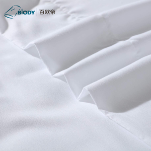 Juego de fundas de cama de Hotel De satén baratas 200TC 100% algodón liso de lino blanco sábana de cama lisa - Product Image 3