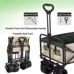 시장 이벤트를위한 캐노피 트롤리가있는 야외 왜건 카트 접이식 금속 식품 진열대 캠핑 카트 비치 카트 - Product Image 6