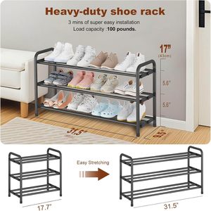 Modern 3-Tier Metal <b>Shoe</b> Rack Freestanding <b>Space</b> <b>Saving</b> Design for Home Living Room Furniture - Product Image 2