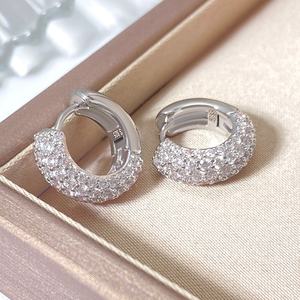 15MM Simple Minimalist Design <b>Huggies</b> Earrings 18K Gold Plated Micro Pave Cubic Zirconia Earrings for Women - Product Image 2