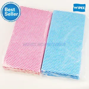Spunlace Nonwoven Kitchen Wipes Disposable Multi Color Wavy Line Polyester Viscose Home Cleaning Wipes