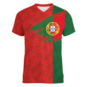 Camiseta Personalizada de Fútbol de Portugal 2026, Diseño de Bandera de Portugal, Cuello en V, para Hombre, Talla Grande - Product Image 1