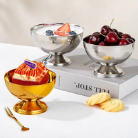 Bol en acier inoxydable de qualité alimentaire au design moderne et minimaliste pour dessert, gâteau, fraise, usage créatif et décoratif, vaisselle d'exportation