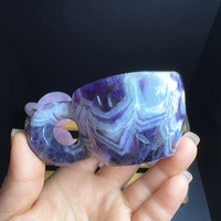 Taza de Piedra Natural Curativa, Taza de Cristal de Cuarzo Rosa, Taza de Café de Amatista Tallada a Mano