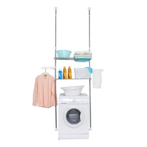 2-Tiers Oltre Lavatrice Asciugatrice Stoccaggio Scaffale Telescopico Lavanderia Organizzatore di Cui Sopra di Lavaggio Della Macchina Toilette Tensione Utility Bagno Stand