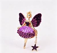 Porte-clés mignon en alliage avec strass scintillants, motif ange ballerine, fermoir mousqueton, pendentif étoile, breloque de sac, accessoire de mode féminin, cadeau